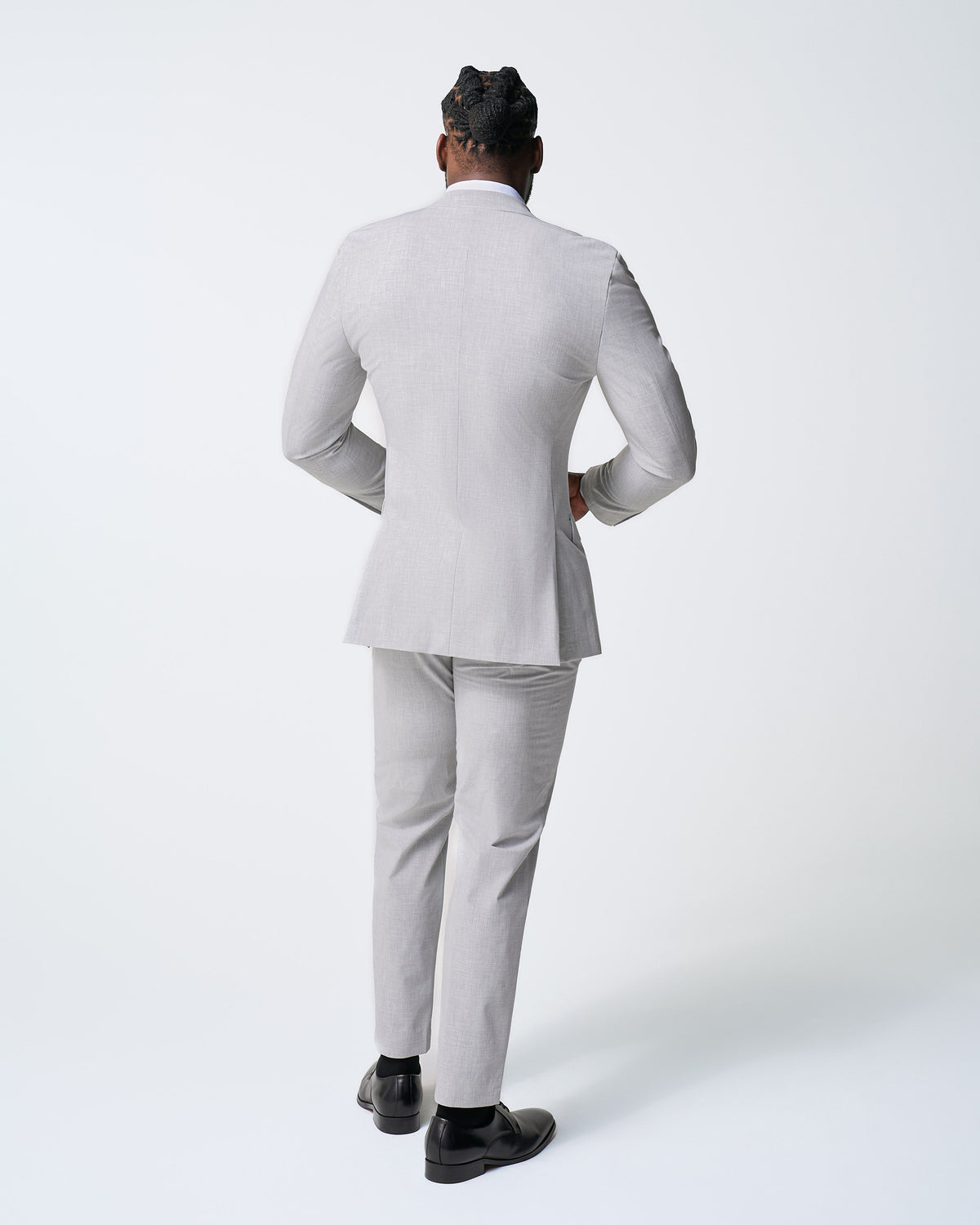State & Liberty Athletic Fit Stretch Suit - Lightweight Heathered Light Grey