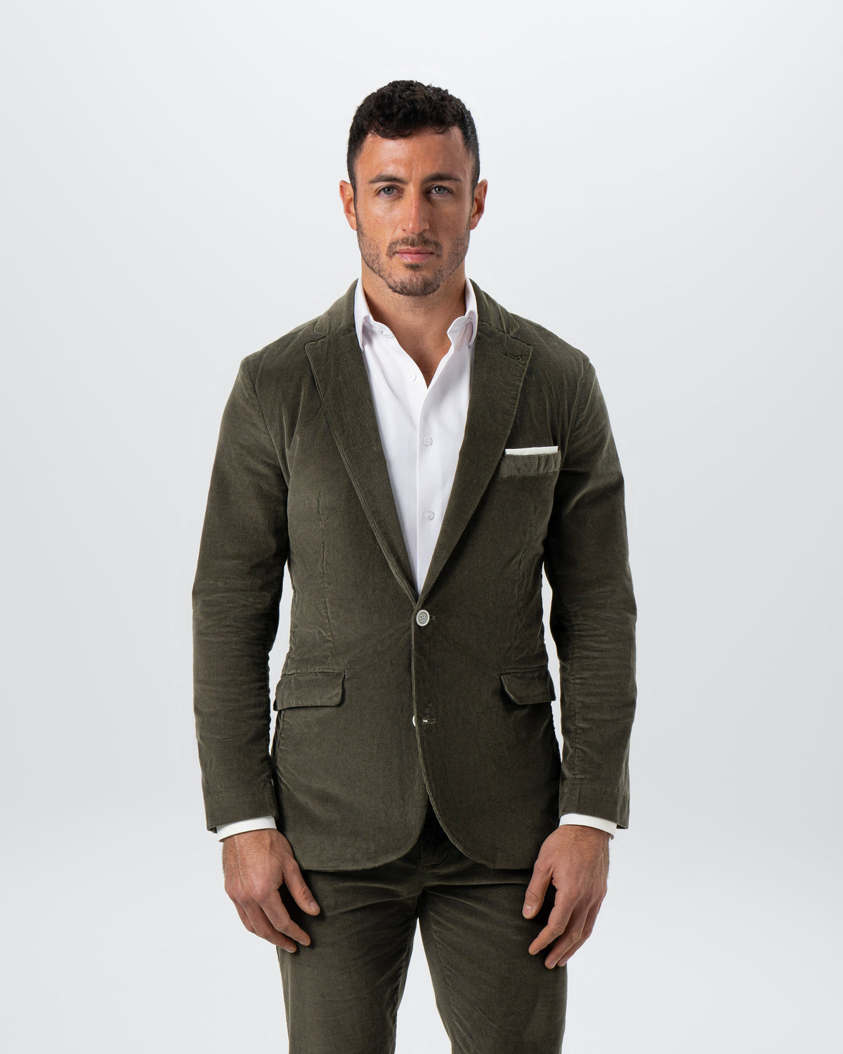 State & Liberty Unstructured Corduroy Suit - Dark Olive