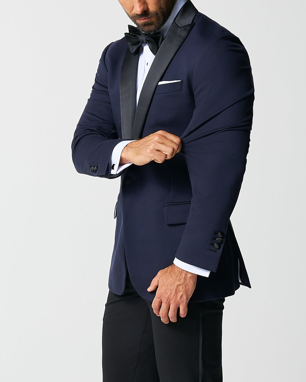 State & Liberty Athletic Fit Stretch Tuxedo - Navy with Peak Lapel