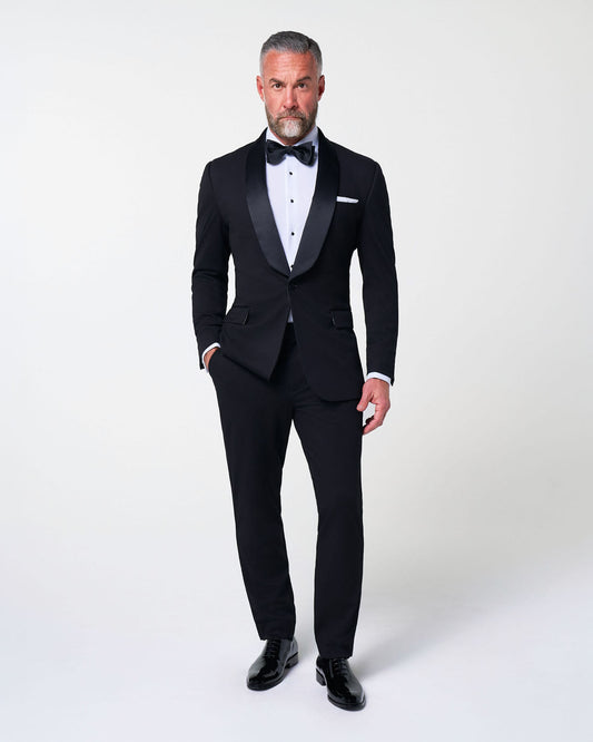 State & Liberty Athletic Fit Stretch Tuxedo - Black with Shawl Lapel