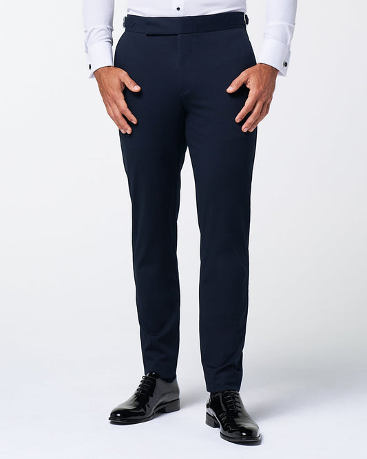 State & Liberty Athletic Fit Stretch Tuxedo Pants - Navy With Navy Stripe