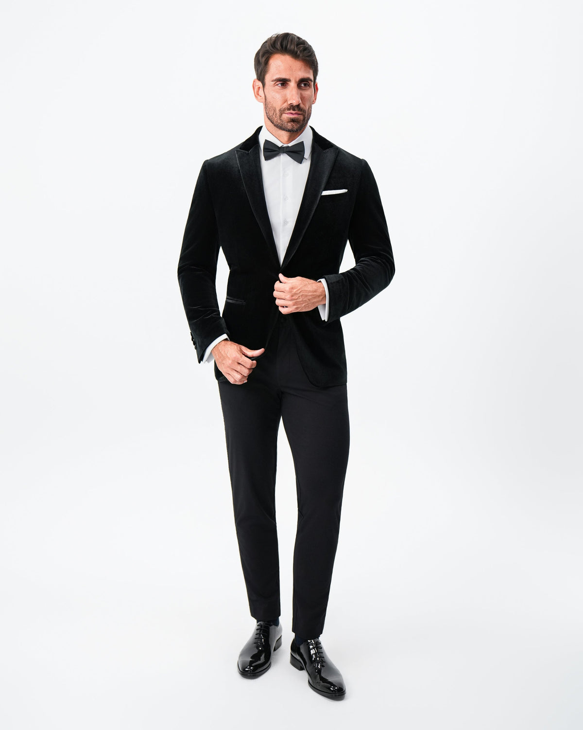 State & Liberty Tuxedo Jacket - Black Velvet with Peak Lapel