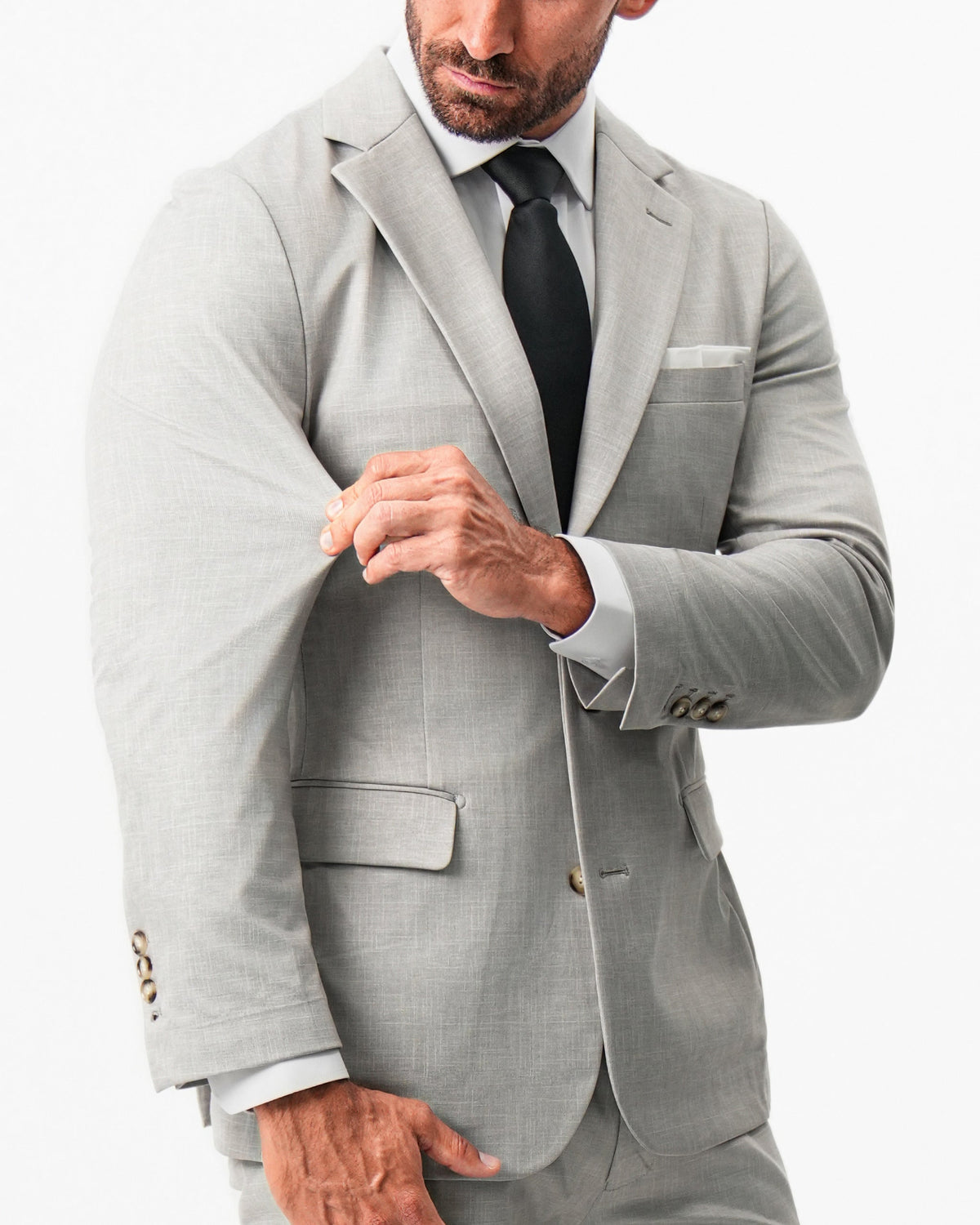 State & Liberty Athletic Fit Stretch Blazer - Unstructured Stone Crosshatch