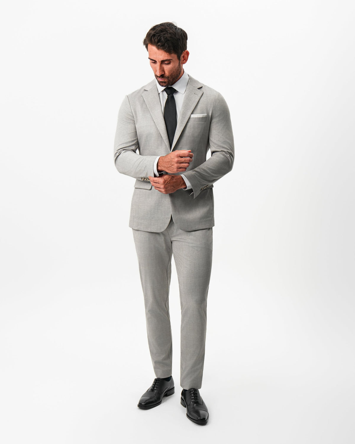 State & Liberty Athletic Fit Stretch Blazer - Unstructured Stone Crosshatch