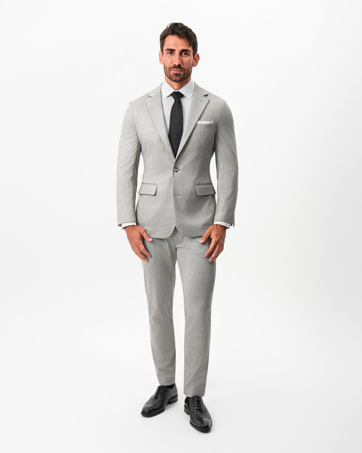 State & Liberty Athletic Fit Stretch Blazer - Unstructured Stone Crosshatch