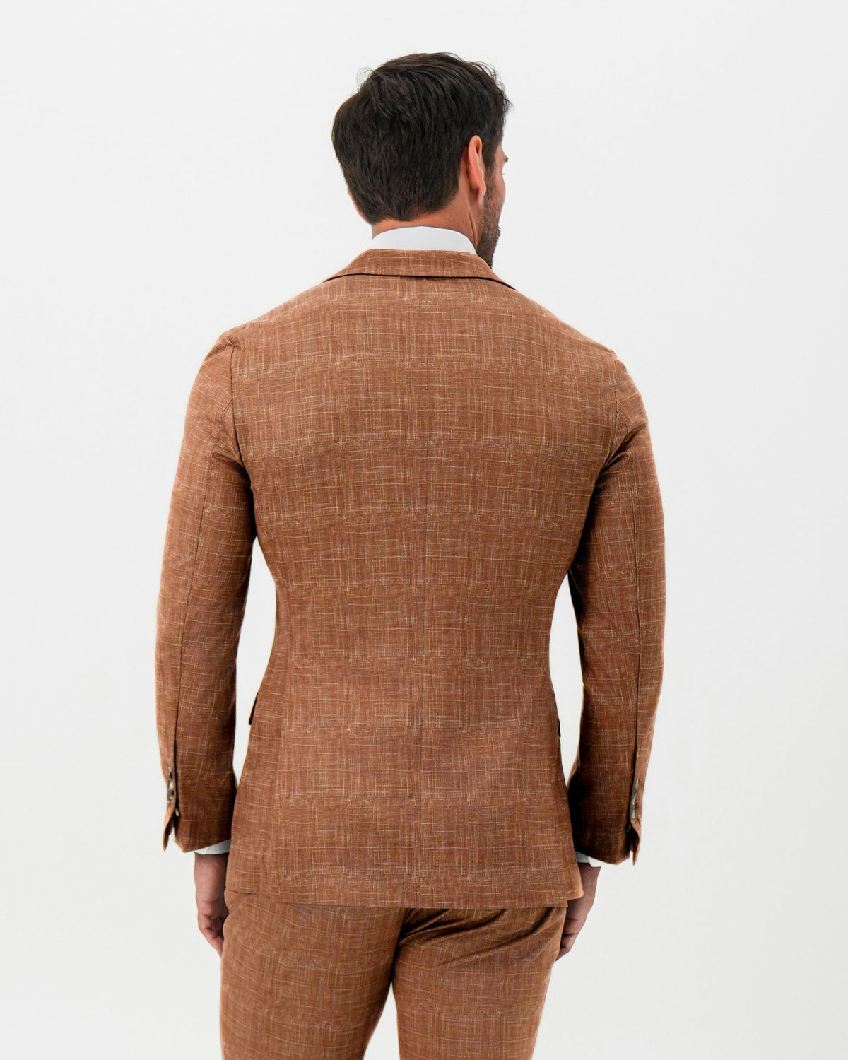 State & Liberty Athletic Fit Stretch Blazer - Unstructured Light Brown Crosshatch