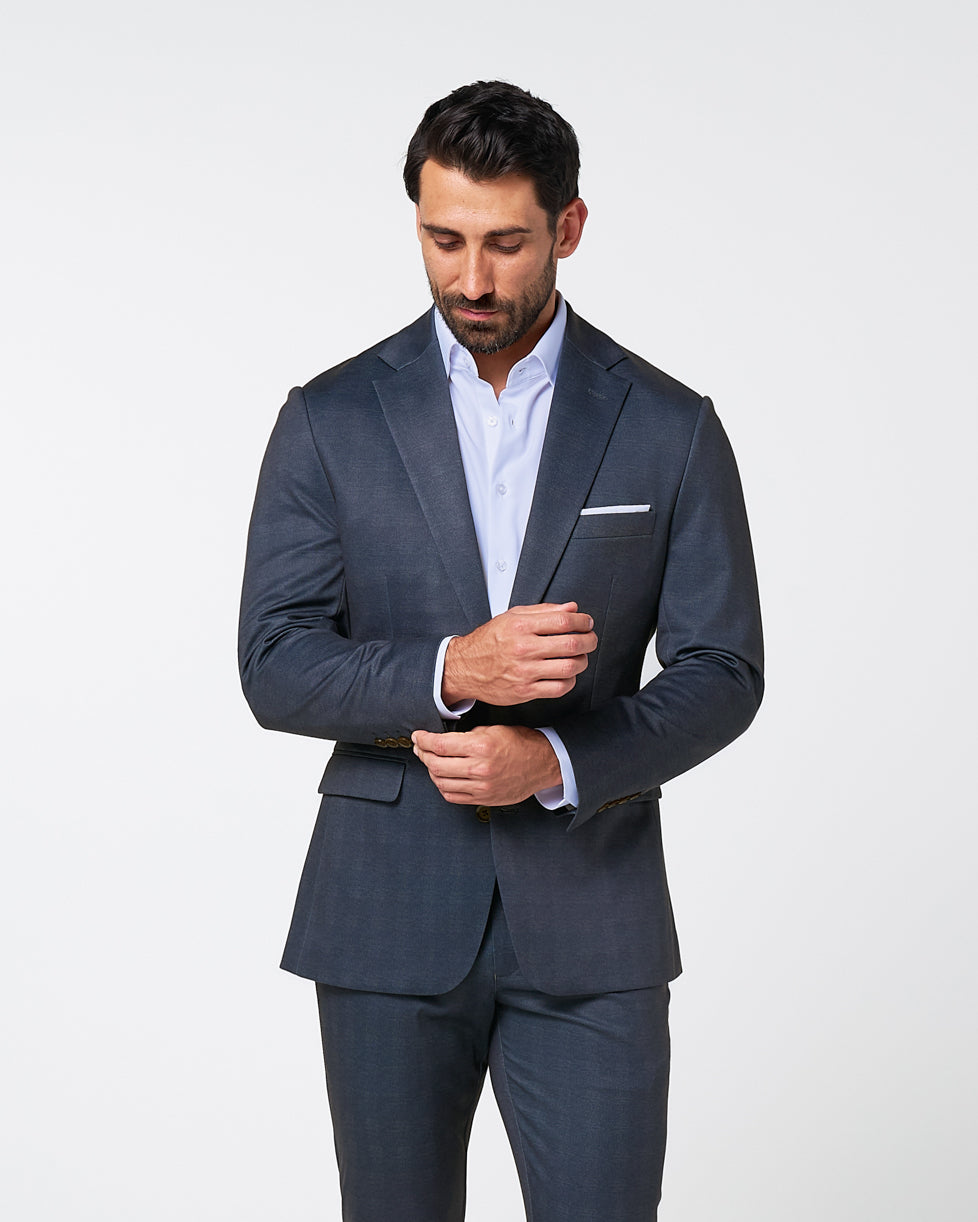 State & Liberty Athletic Fit Stretch Blazer - Midnight Navy Plaid
