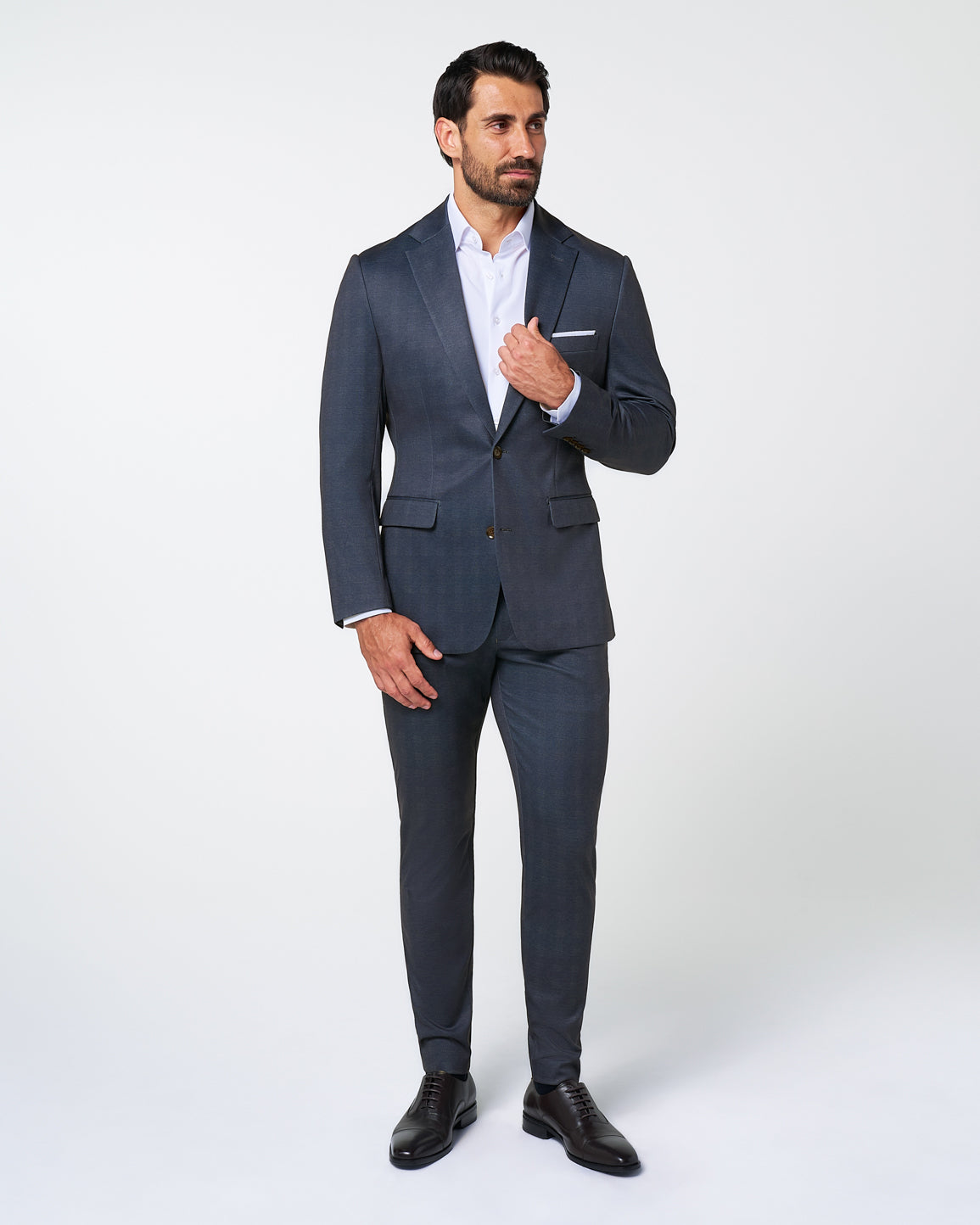 State & Liberty Athletic Fit Stretch Blazer - Midnight Navy Plaid