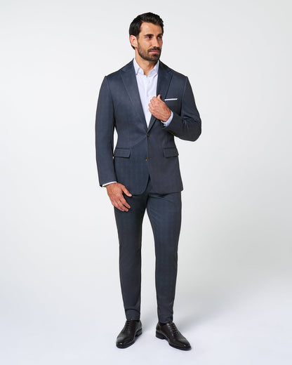 State & Liberty Athletic Fit Stretch Blazer - Midnight Navy Plaid