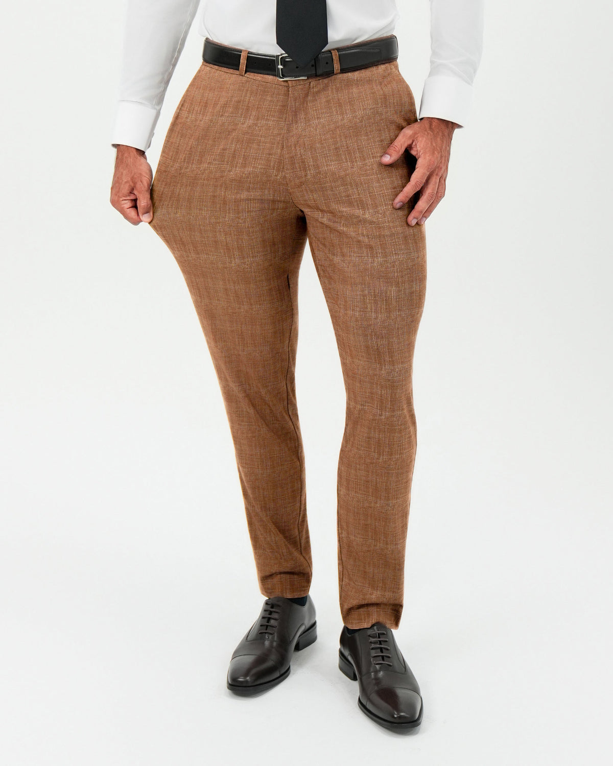 State & Liberty Athletic Fit Stretch Pants - Light Brown Crosshatch