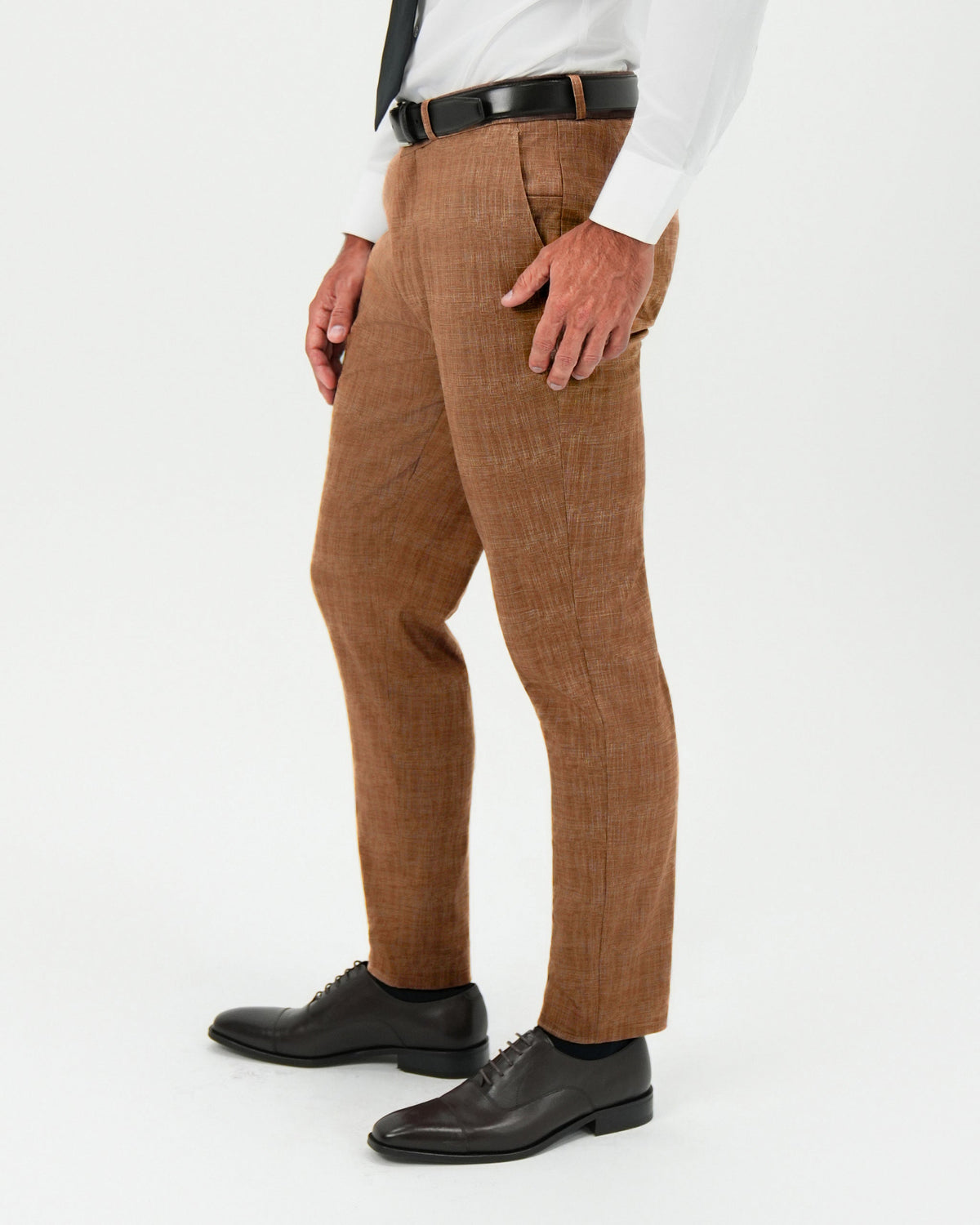 State & Liberty Athletic Fit Stretch Pants - Light Brown Crosshatch