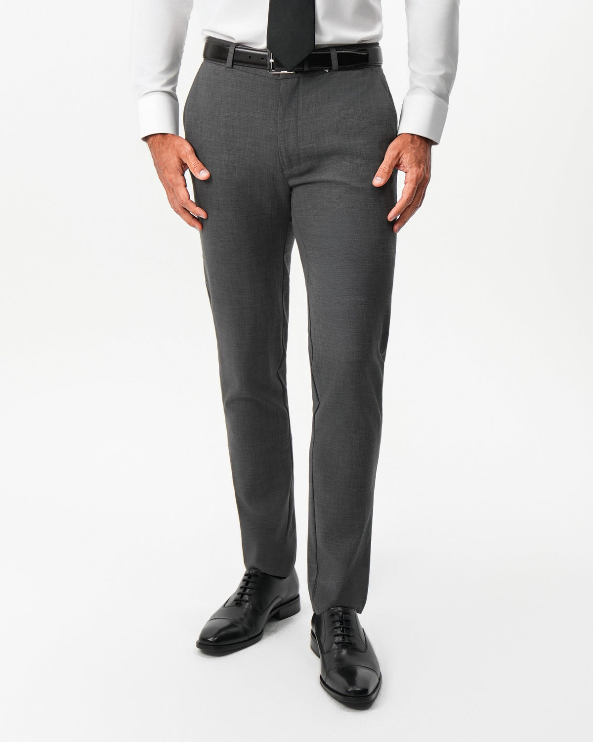 State & Liberty Athletic Fit Stretch Suit Pants - Dark Grey Crosshatch