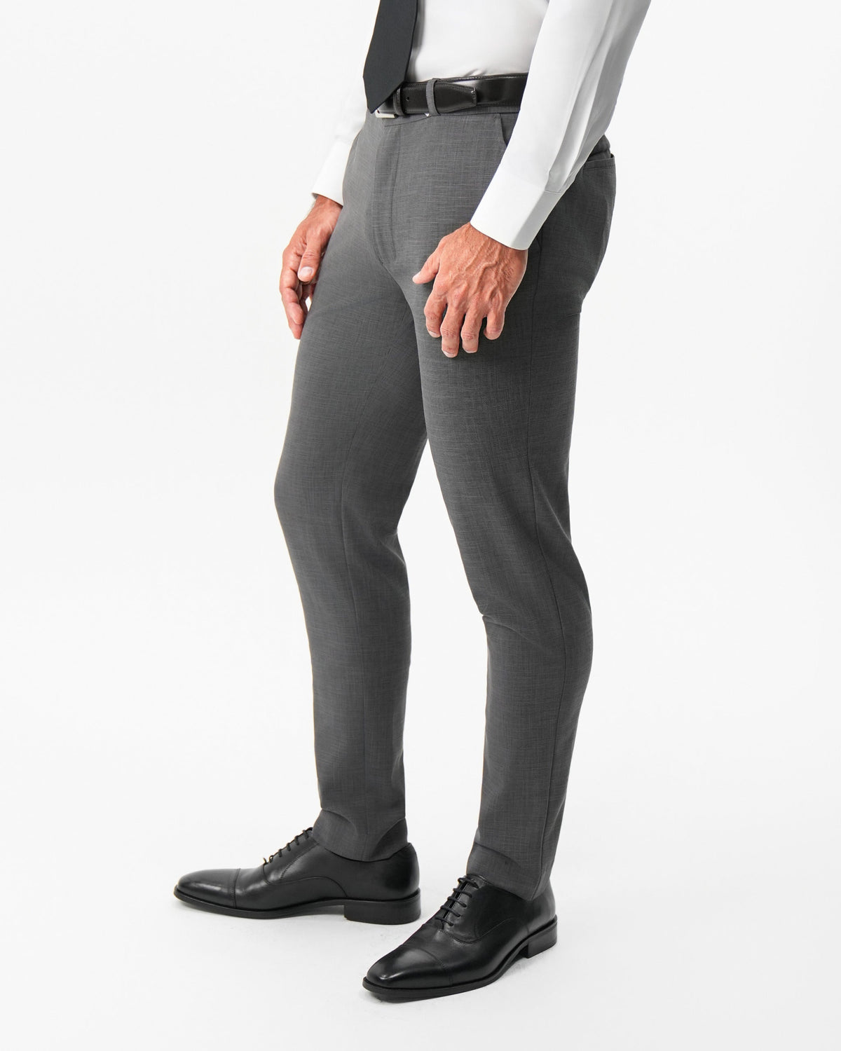 State & Liberty Athletic Fit Stretch Suit Pants - Dark Grey Crosshatch
