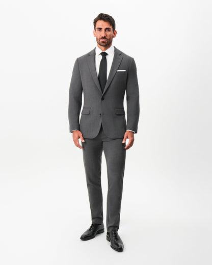 State & Liberty Athletic Fit Stretch Suit Pants - Dark Grey Crosshatch