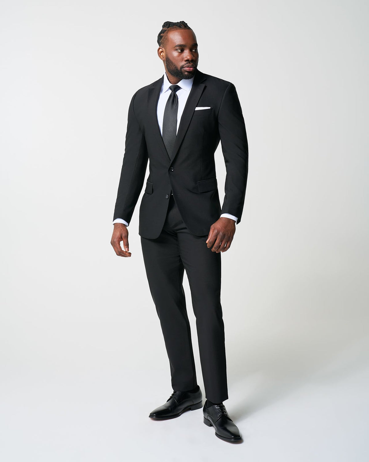 State & Liberty Athletic Fit Stretch Suit Pants - Heathered Black
