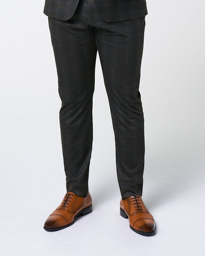 State & Liberty Athletic Fit Stretch Suit Pants - Brown Plaid