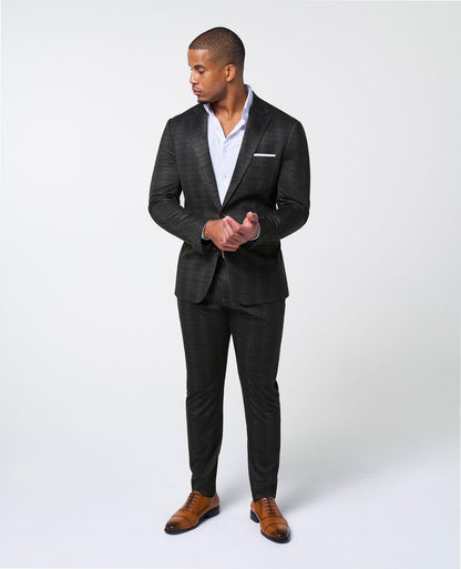 State & Liberty Athletic Fit Stretch Suit Pants - Brown Plaid