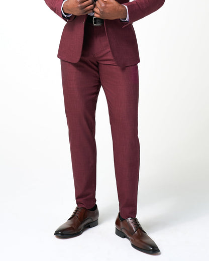 State & Liberty Athletic Fit Stretch Suit Pants - Heathered Maroon