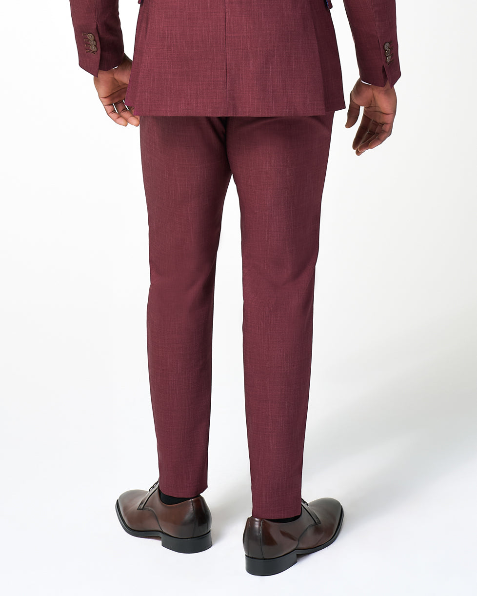State & Liberty Athletic Fit Stretch Suit Pants - Heathered Maroon
