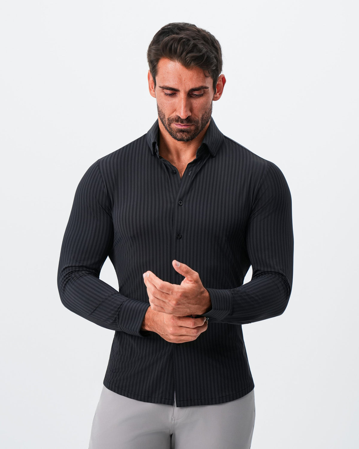 State & Liberty "The Hartley" Sport Shirt - Black & Grey Bengal Stripe