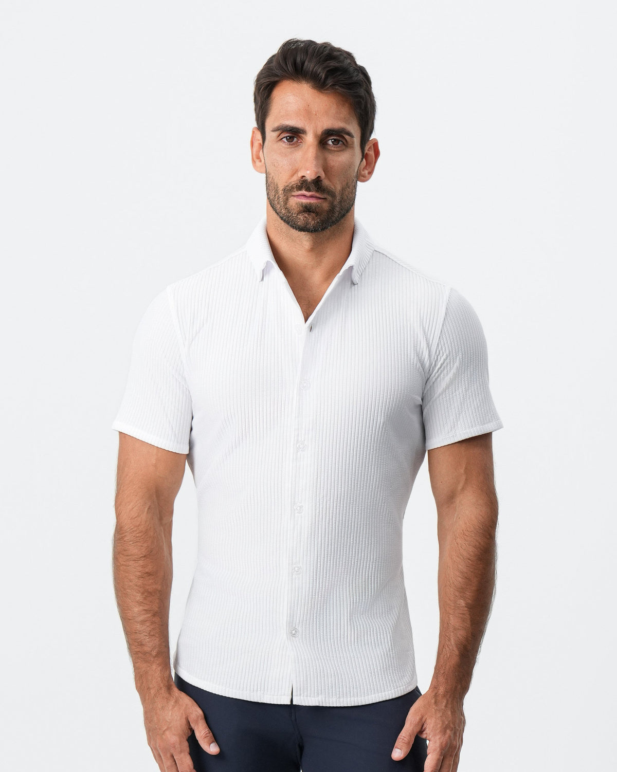 State & Liberty Seersucker Short Sleeve Button Down - White