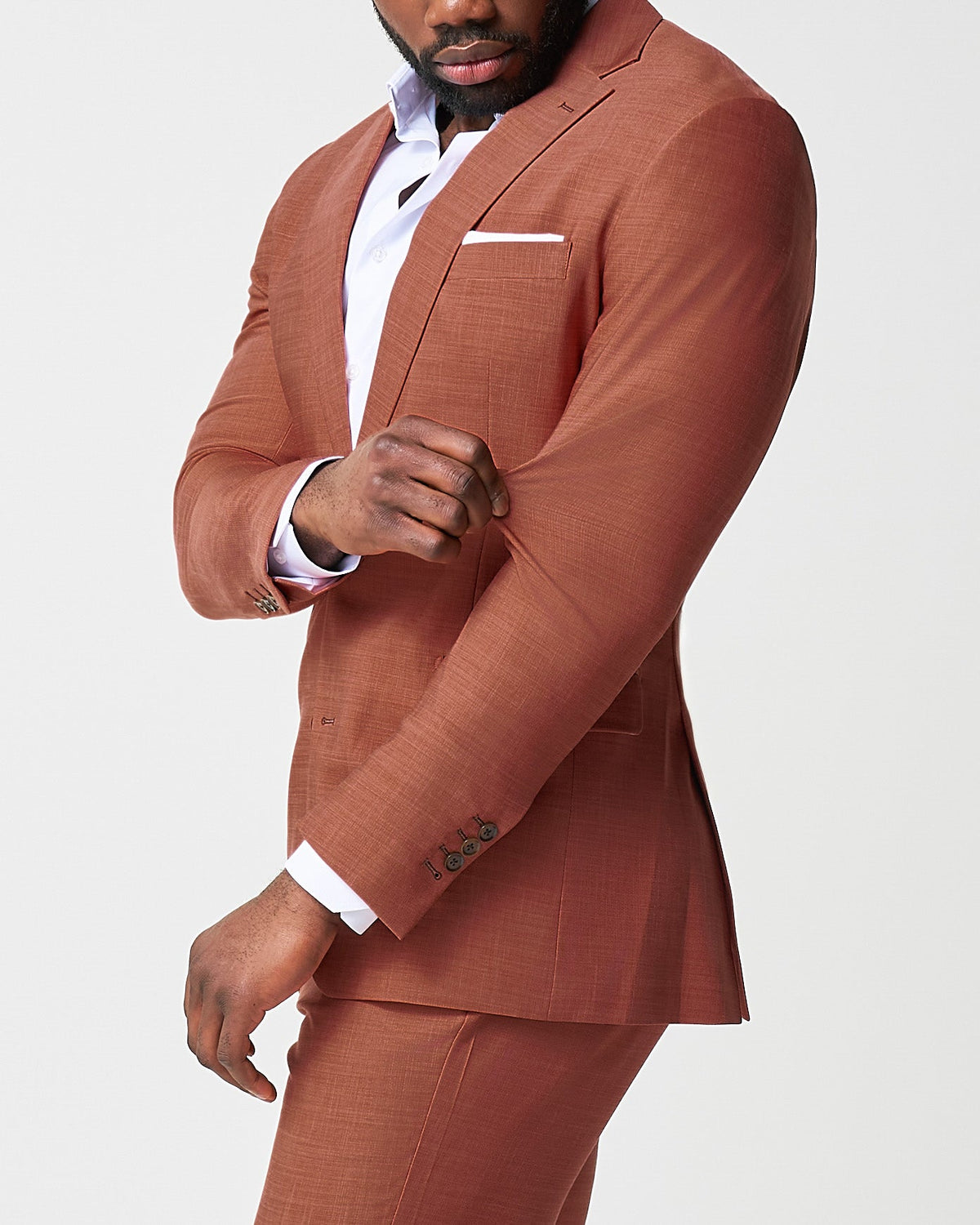 State & Liberty Athletic Fit Stretch Suit - Heathered Burnt Orange