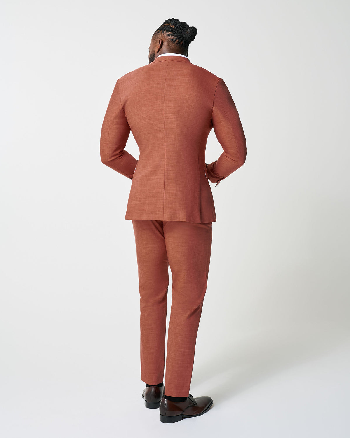 State & Liberty Athletic Fit Stretch Suit - Heathered Burnt Orange