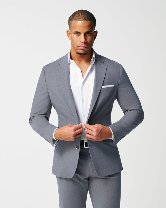 State & Liberty Athletic Fit Stretch Blazer - Lightweight Heathered Smoked Grey