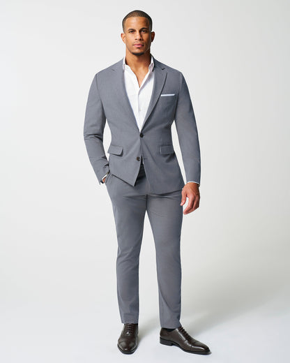 State & Liberty Athletic Fit Stretch Suit Pants - Lightweight Heathered Smoked Grey