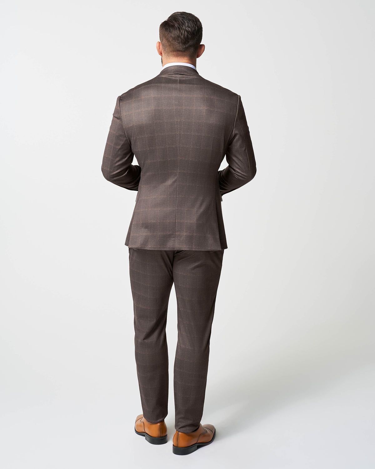 State & Liberty Athletic Fit Stretch Suit - Bronzed Brown Big Windowpane