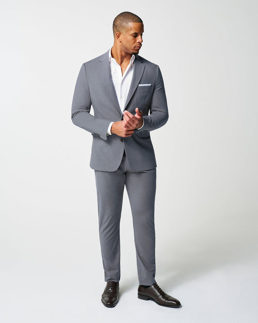 State & Liberty Athletic Fit Stretch Suit - Lightweight Heathered Smoked Grey